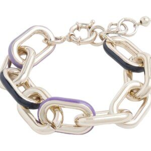 Chico's Multi-Link Bracelet w Multi Enamel Coated Silver Large Links NOSZ